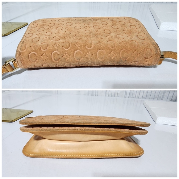 CELINE Vintage Macadam Suede Shoulder Bag Salmon Pink - Picture 12 of 16